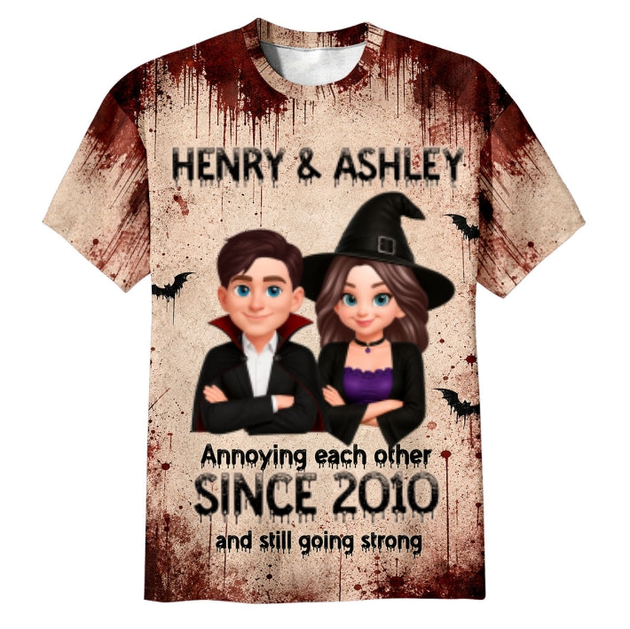Couple Annoying Each Other - Personalized Shirt - Halloween Matching Shirts for Couple, Anniversary Gift for Him, for Her