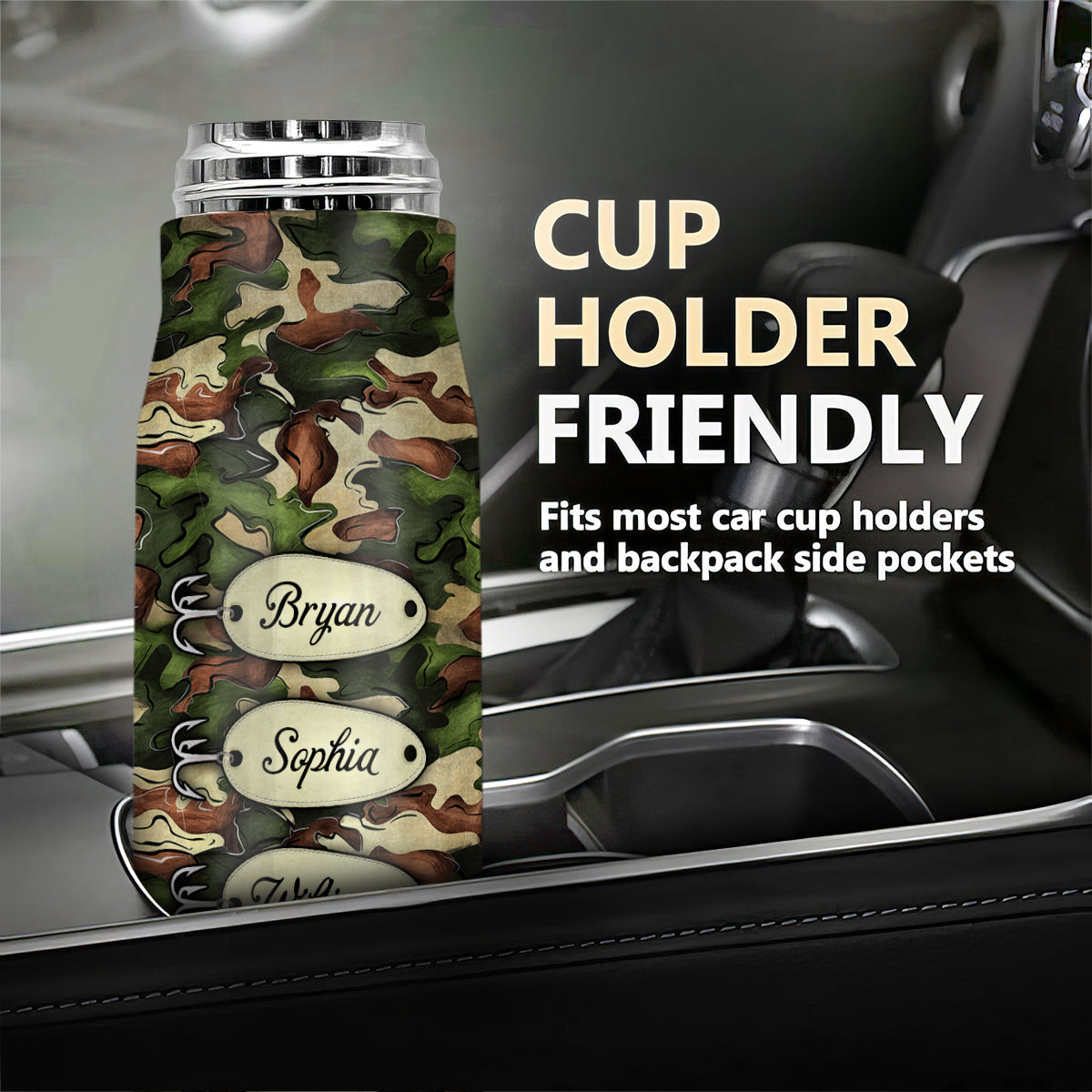 Hook On Being Grandpa Fishing Camouflage Personalized Bullet Tumbler