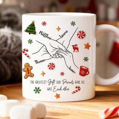 Brothers And Sisters Hands Line Art - Personalized Mug - Christmas Gift For Brother, For Sister