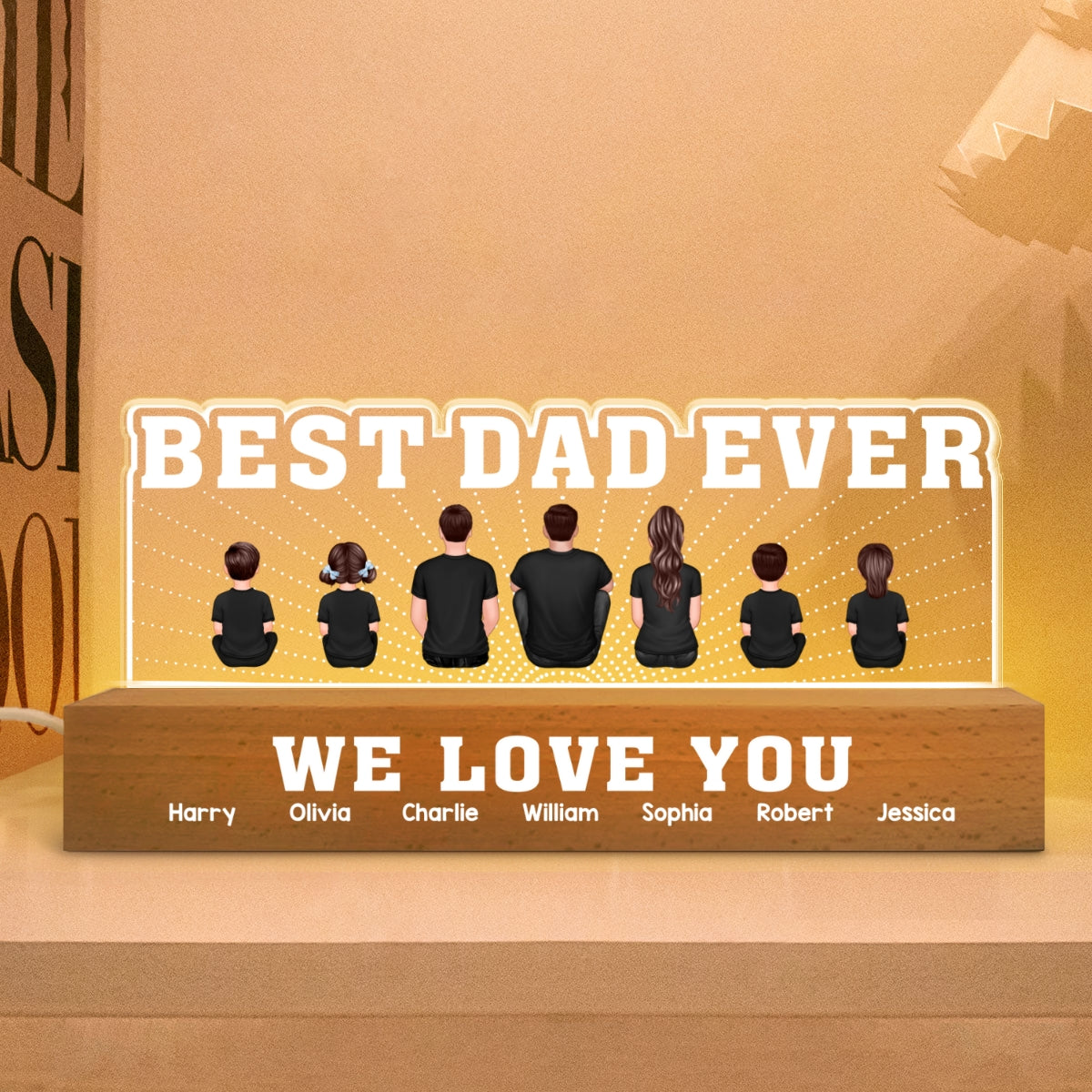 Best Dad Ever We Love You Personalized Acrylic LED Night Light, Father's Day Gift For Dad, Husband