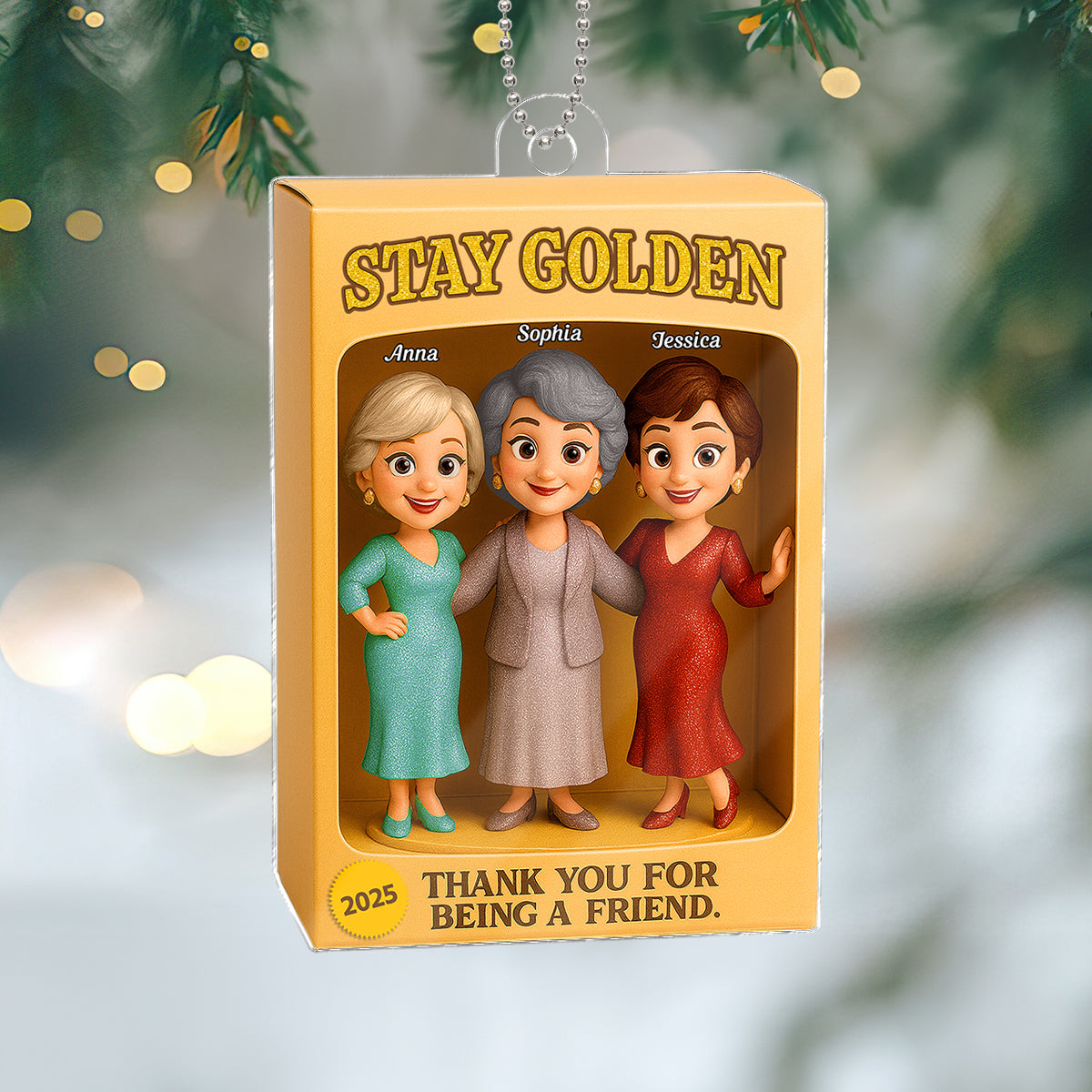 Stay Golden Thank You For Being A Friend Toy Box Style - Personalized Acrylic Ornament - Christmas Gift For Best Friends