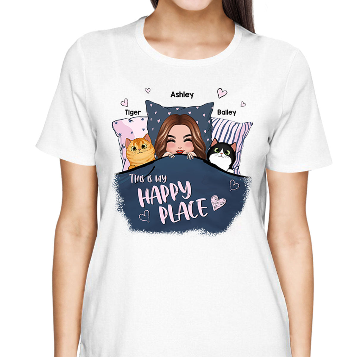 This Is My Happy Place Cat Mom Personalized Shirt