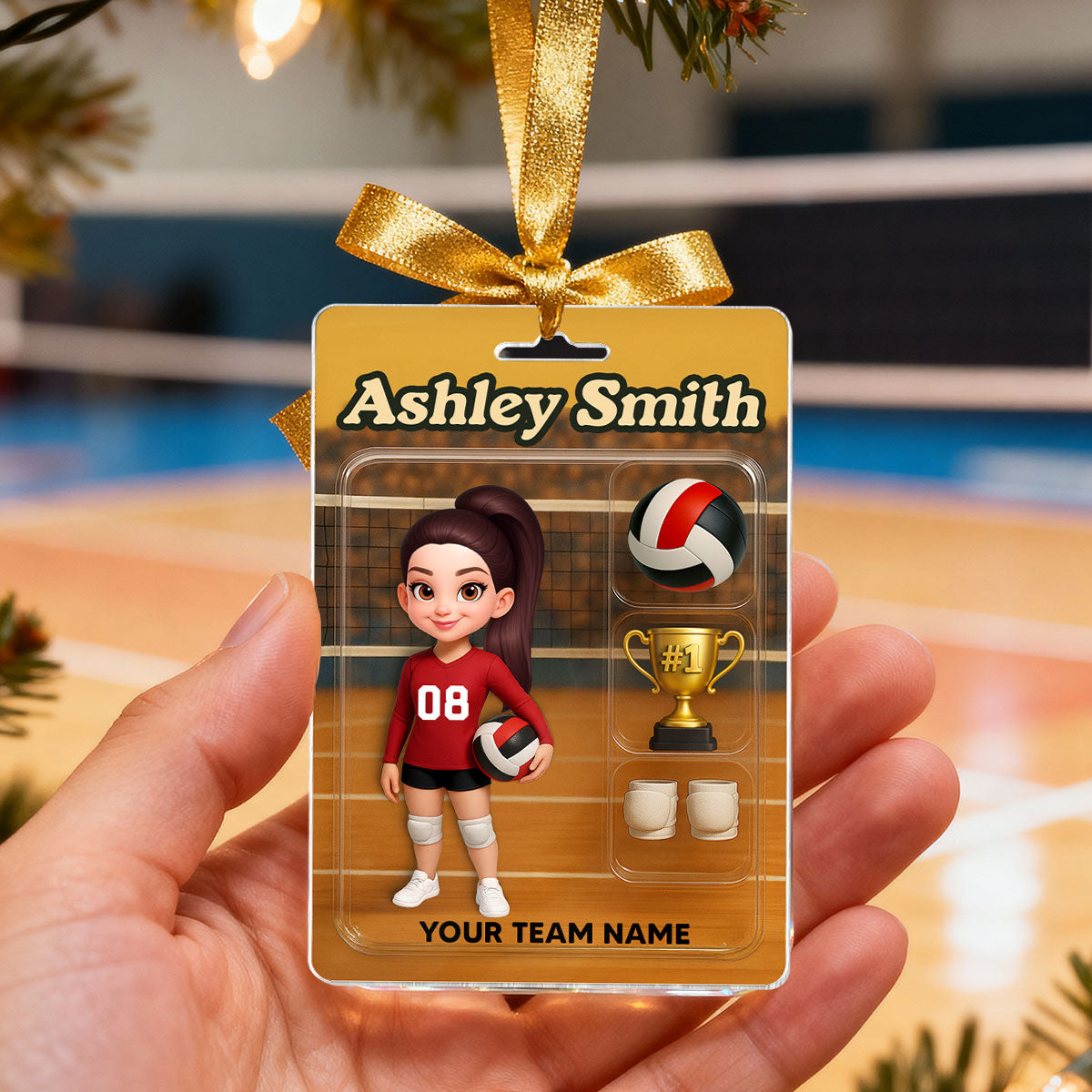 3D Effect Volleyball Player Custom Figure - Personalized Acrylic Ornament - Christmas Gift For Volleyball Players