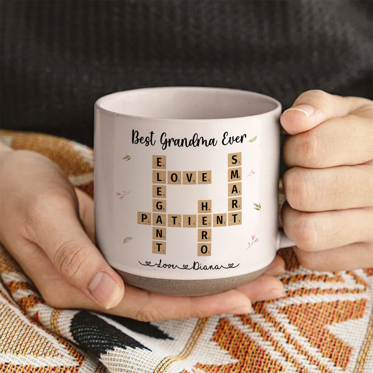 Best Mom Grandma Ever Appreciation Crossword Art - Created In A Moment Personalized Pottery Mug