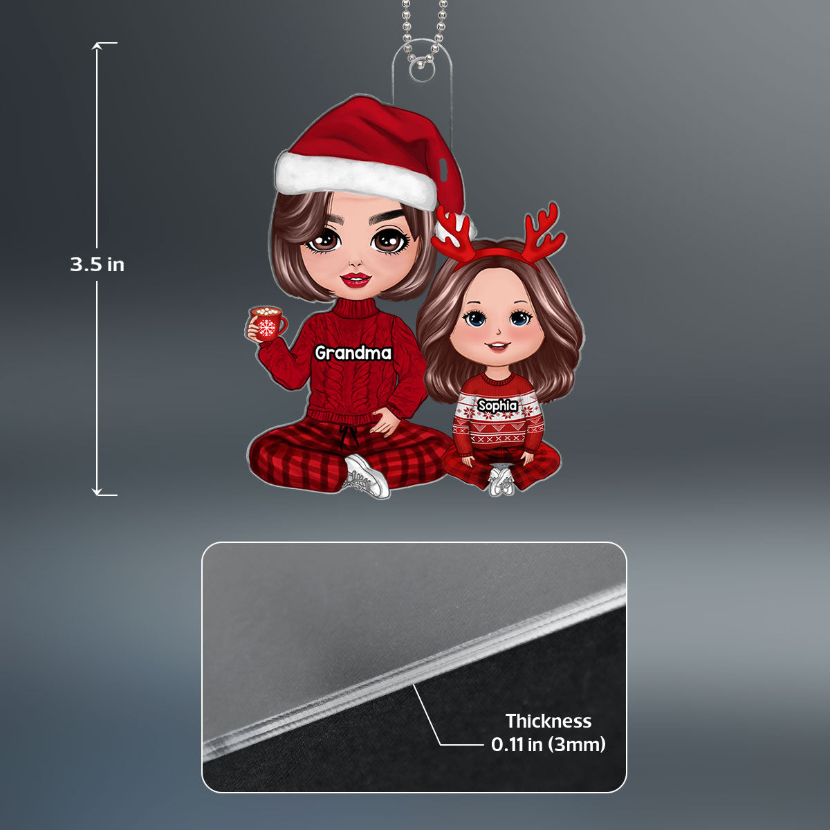 Doll Grandma & Grandkid Sitting Christmas Gift For Granddaughter Grandson Grandchildren Personalized Acrylic Ornament