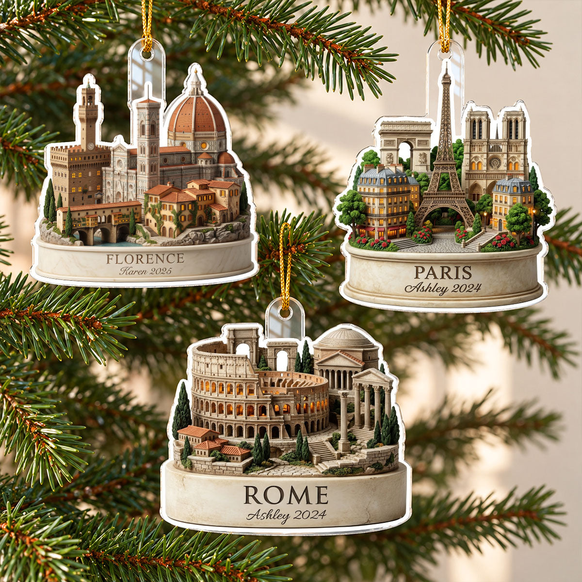 Custom City Travel Vacation - Personalized Acrylic Ornament - Traveling Destination Keepsake, Christmas Gift For Traveling Lovers