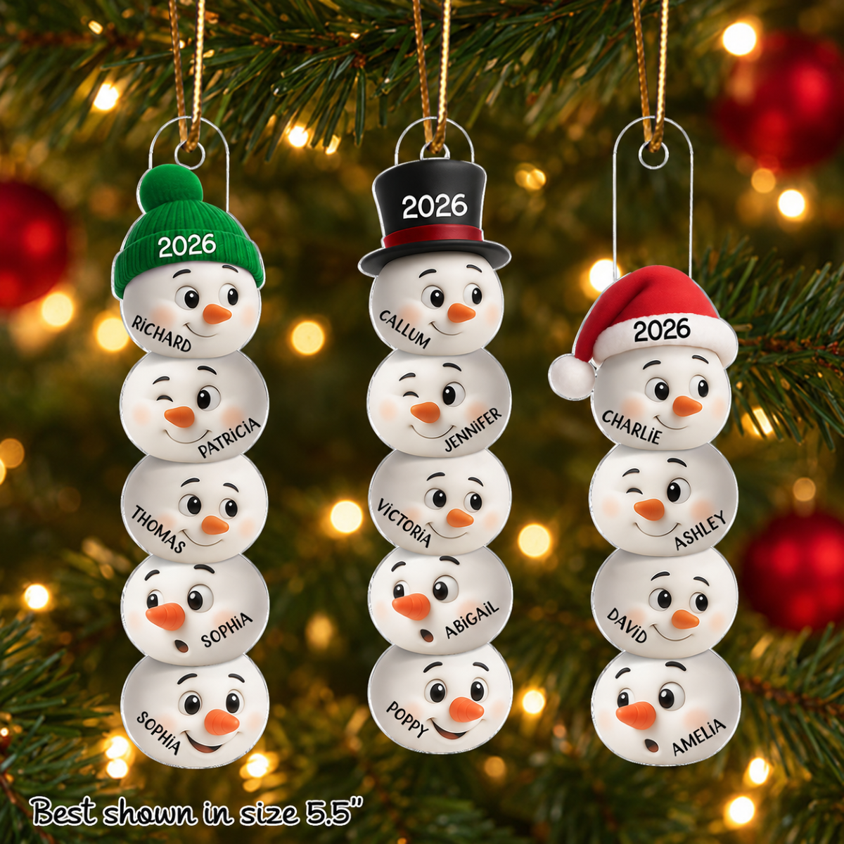 Christmas Family Snowman Funny Faces - Personalized Acrylic Ornament