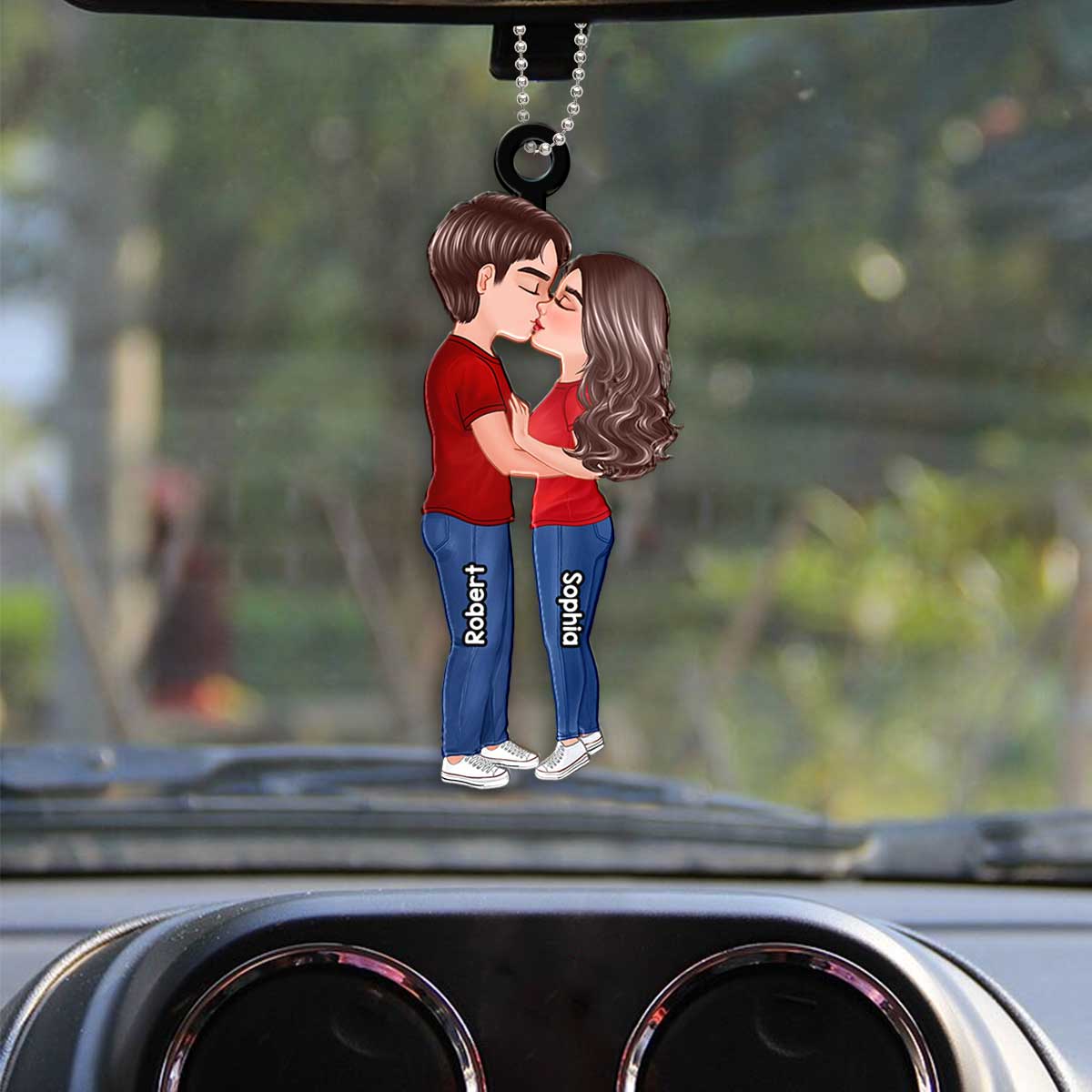 Doll Couple Kissing Gift For Him Gift For Her Car Hanging Ornament Personalized Acrylic Ornament
