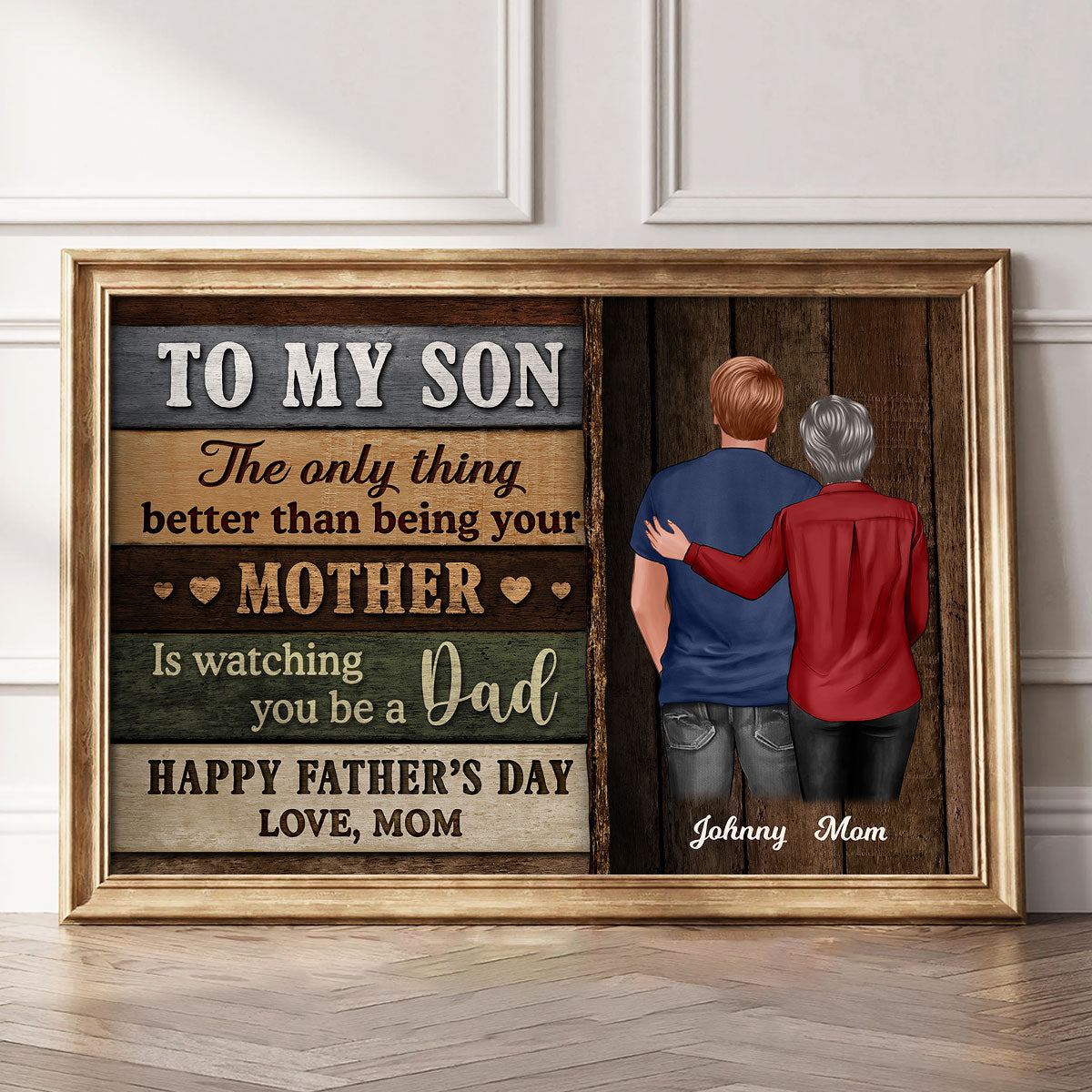 Colored Wood Pallets To My Son From Dad Mom Happy Father's Day Personalized Poster, Heartfelt Father's Day Gift For Son