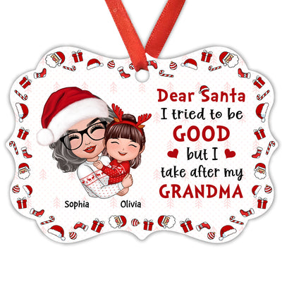 Doll Grandma Hugging Kid Dear Santa I Tried To Be Good Gift For Granddaughter Grandson Personalized Christmas Ornament