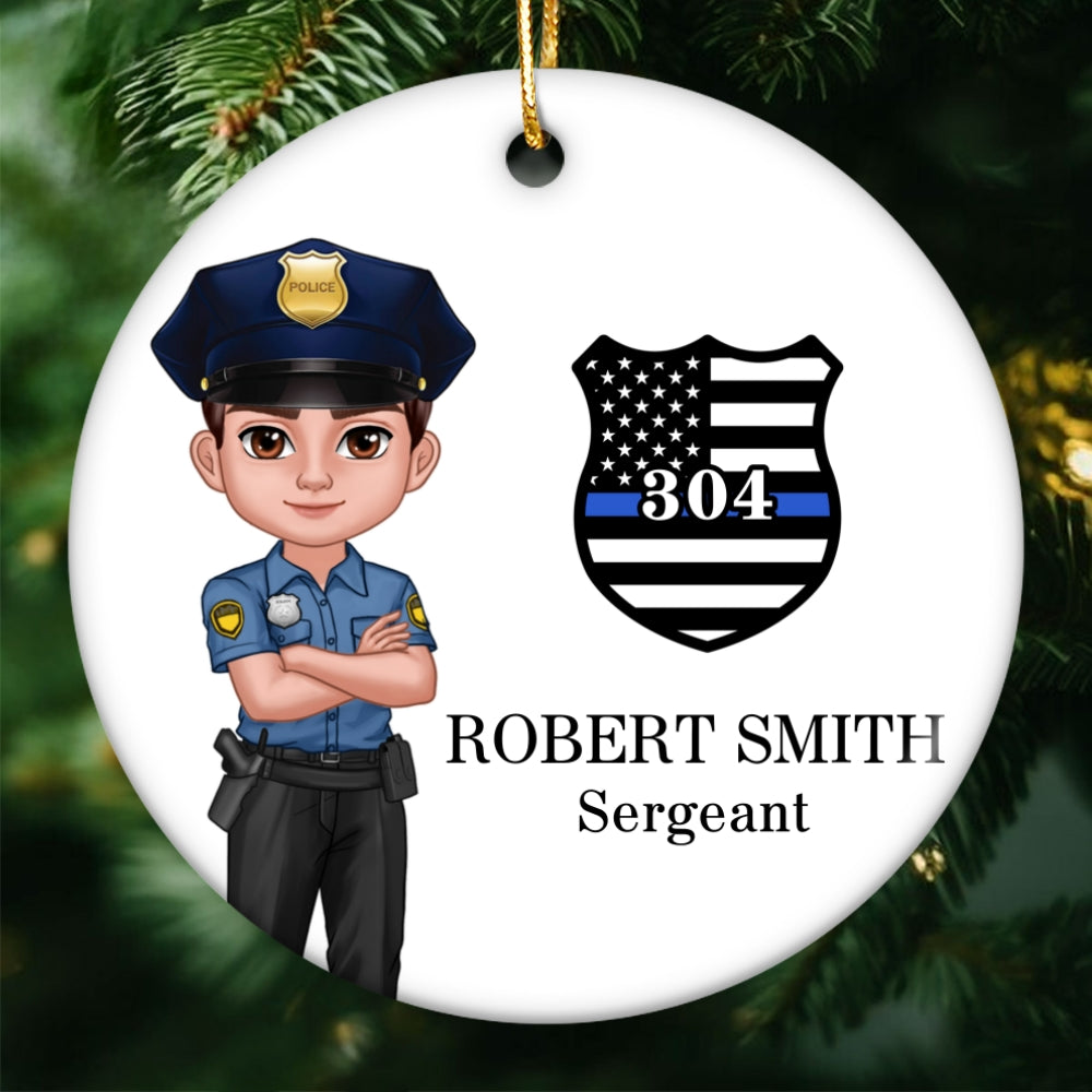 Police Christmas Personalized Ceramic Ornament, Office Decor, Appreciation Gift, Christmas Gift For Law Enforcement