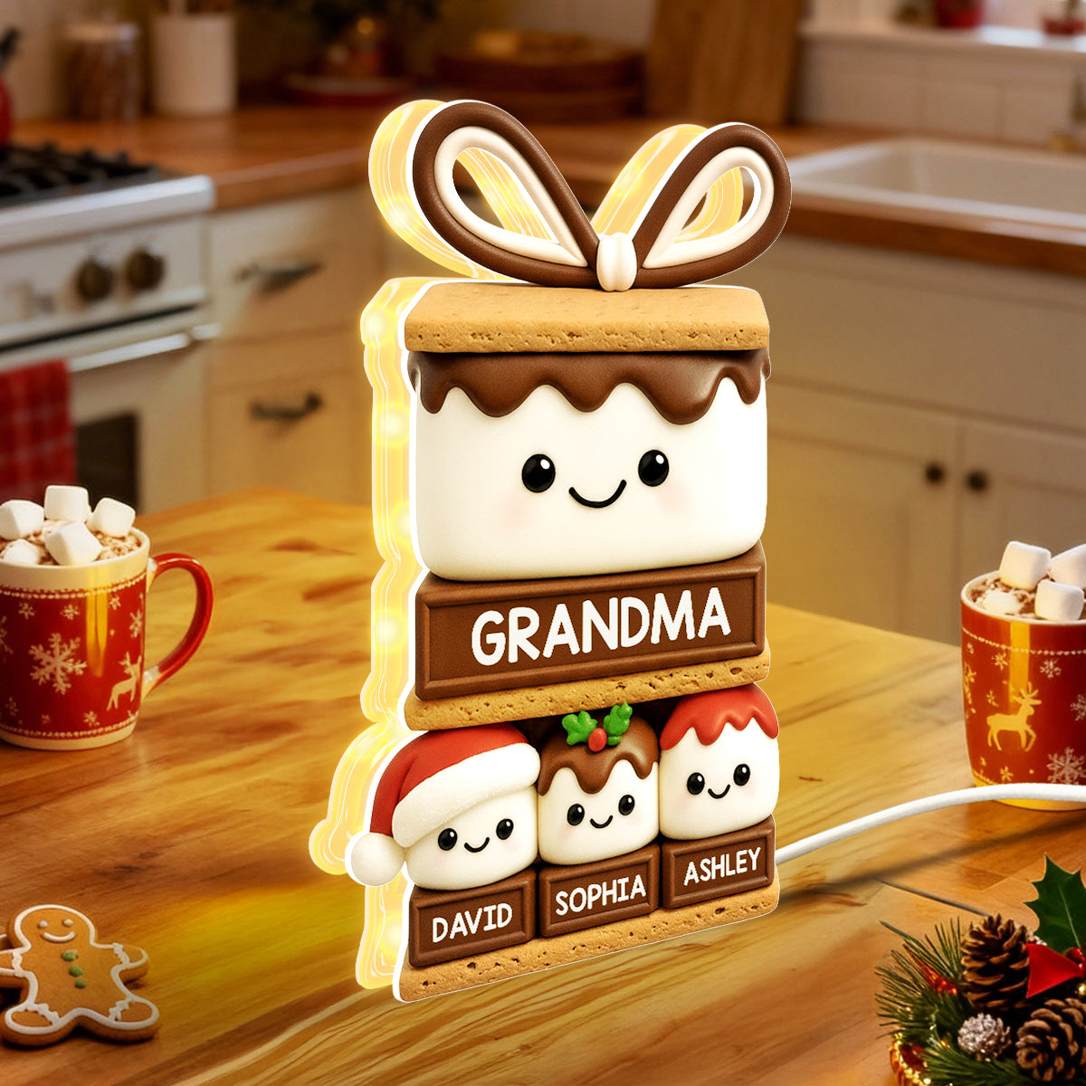 3D Effect Happy Smores Grandma Grandkids - Personalized Light Box - Christmas Gift For Grandmas