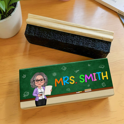 Doll Teacher Green Board Personalized Chalkboard/Whiteboard Eraser with Marker, Teacher Appreciation Gift, Back To School Gift