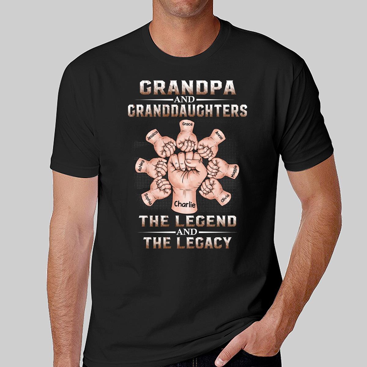Grandpa Dad And Kids Fist Bump Hands The Legend And The Legacy Personalized Shirt