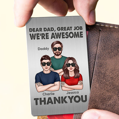 New Man Woman Crossed Arms Dear Dad We‘re Awesome Personalized Metal Wallet Card