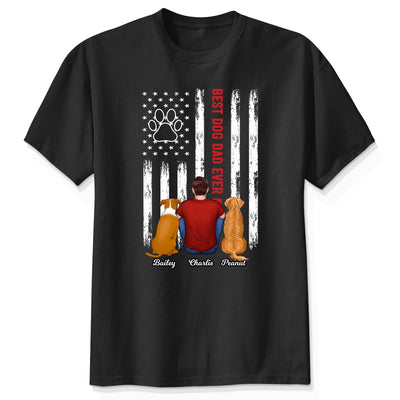 American Best Dog Cat Dad Ever Back View Personalized Shirt