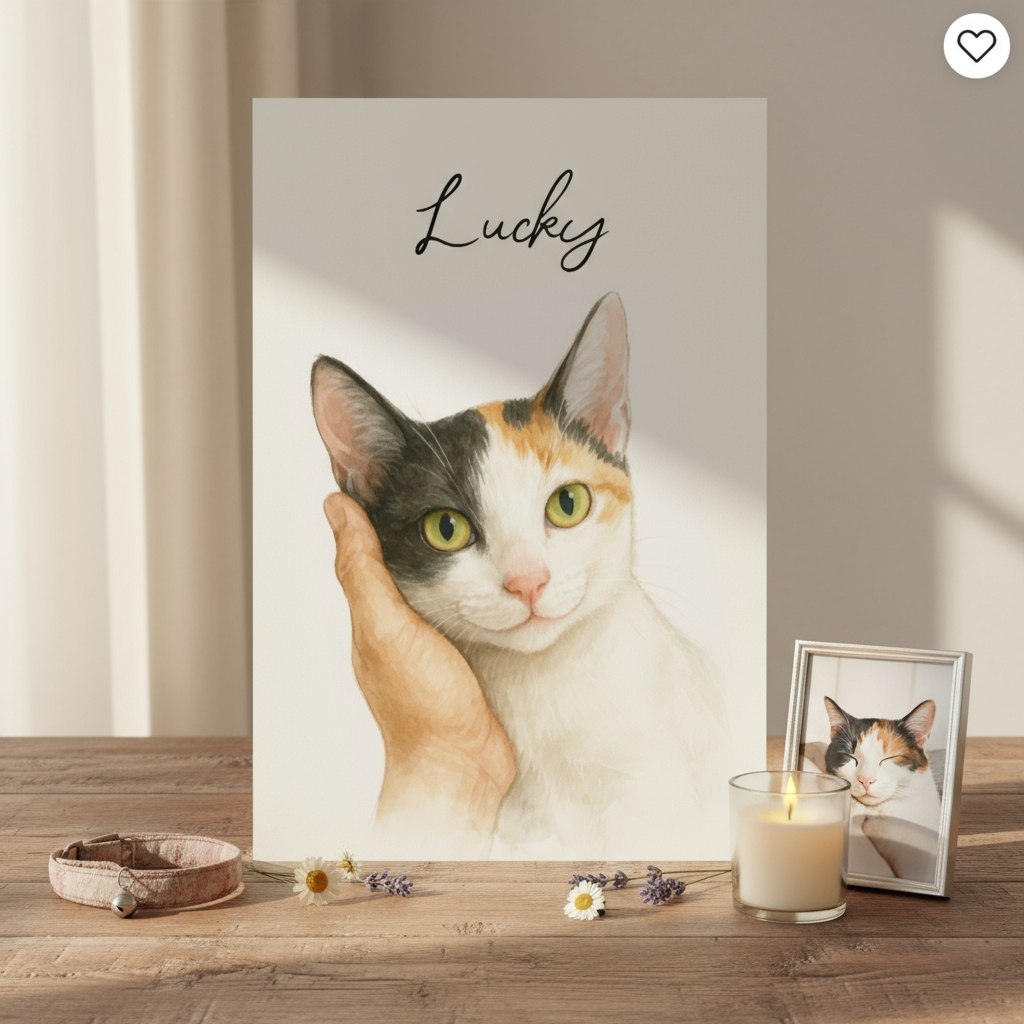 Custom Watercolor Portraits Using Pet Photo Personalized Poster, Gift for Dogs Cats Lovers, Pet Lover Gift