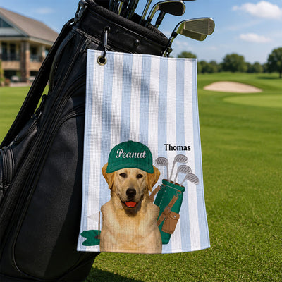Dog Lover Golf Caddy Custom Pet Photo - Personalized Golf Towel - Father's Day Gift For Dog Lover