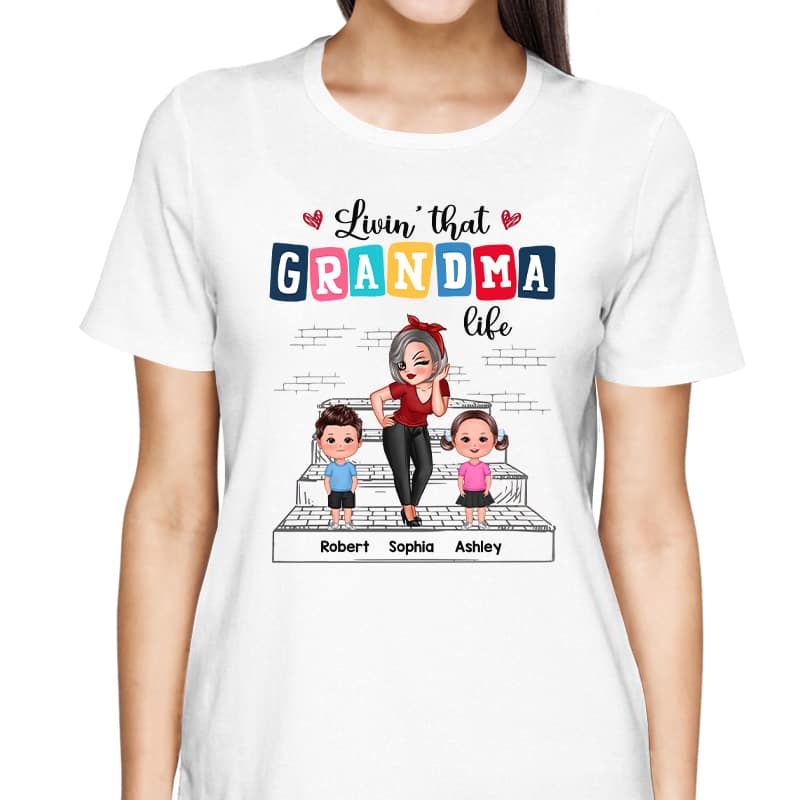 Grandma Grandkids Outline Stair Personalized Shirt