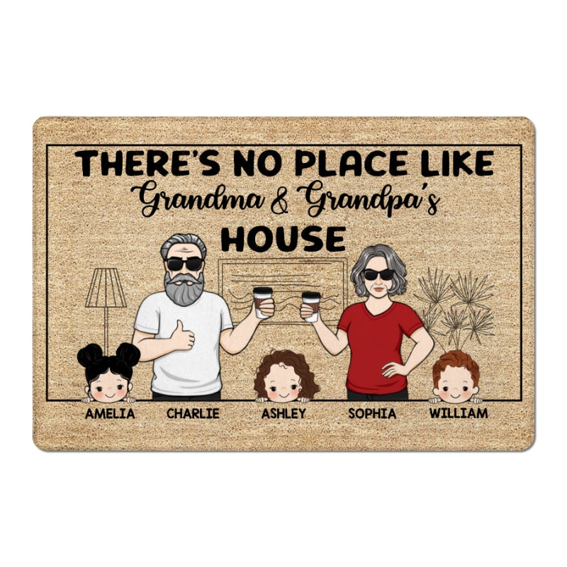 Outline Background No Place Like Grandparents House Personalized Doormat