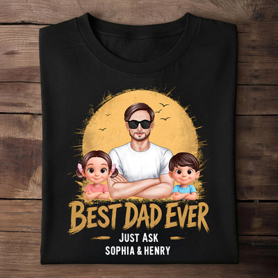 Best Dad Ever Dad And Kids Retro Vintage Style - Personalized Shirt - Father's Day Gift for Dad, Husband