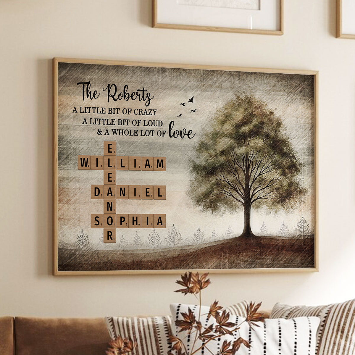Family Whole Lot Of Love Family Tree Crossword Puzzle Art Personalized Poster, Gift For Husband, Wife, Dad, Mom