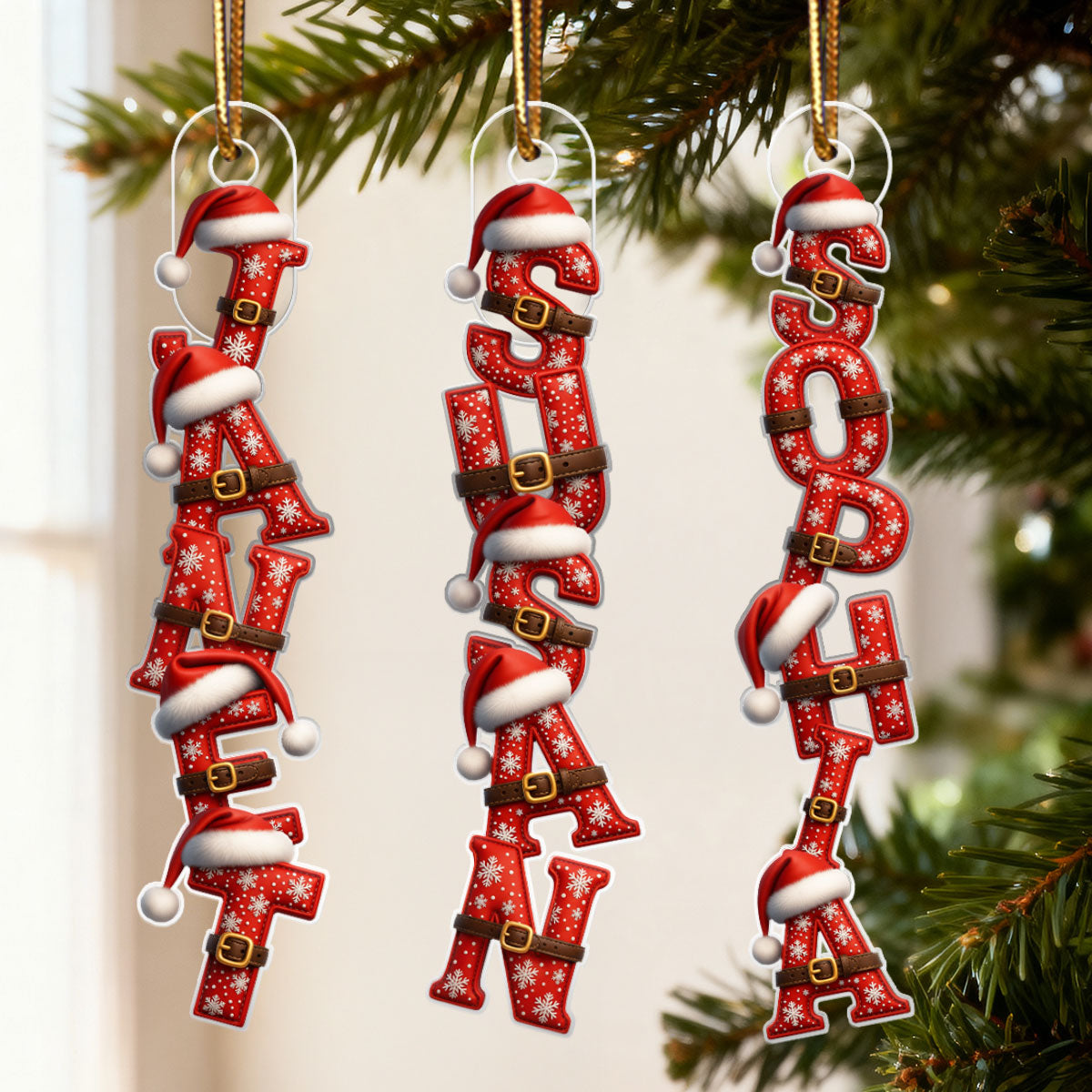 Santa Alphabet Custom Name - Personalized Acrylic Ornament - Christmas Tree Decor