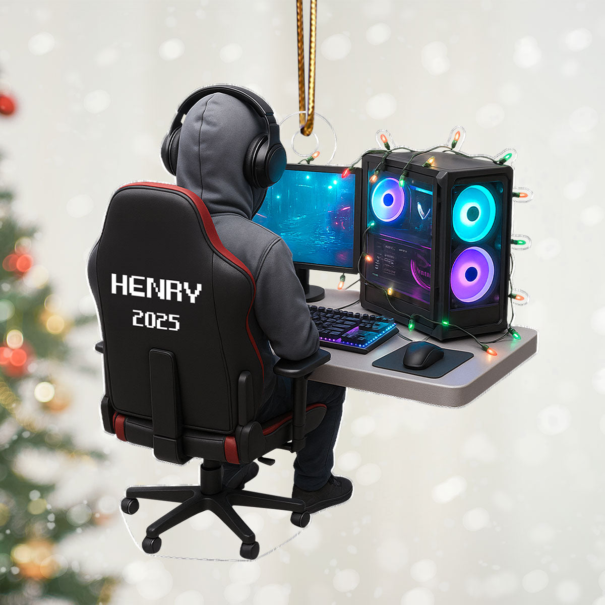 Custom Gamer Name - Personalized Acrylic Ornament - Christmas Gift for Gamers, Teen Boy, Teen Girl