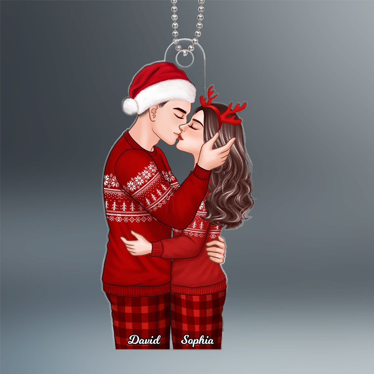 Christmas Romantic Couple Kissing Gift For Him For Her Personalized Acrylic Ornament