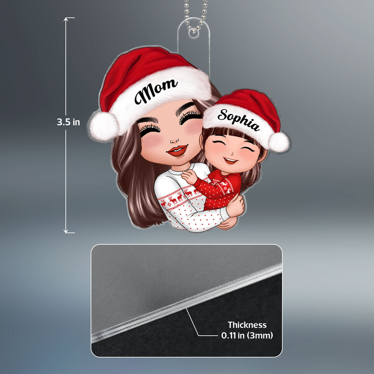 Doll Mom Hugging Kid Christmas Gift For Daughter Son Personalized Acrylic Ornament
