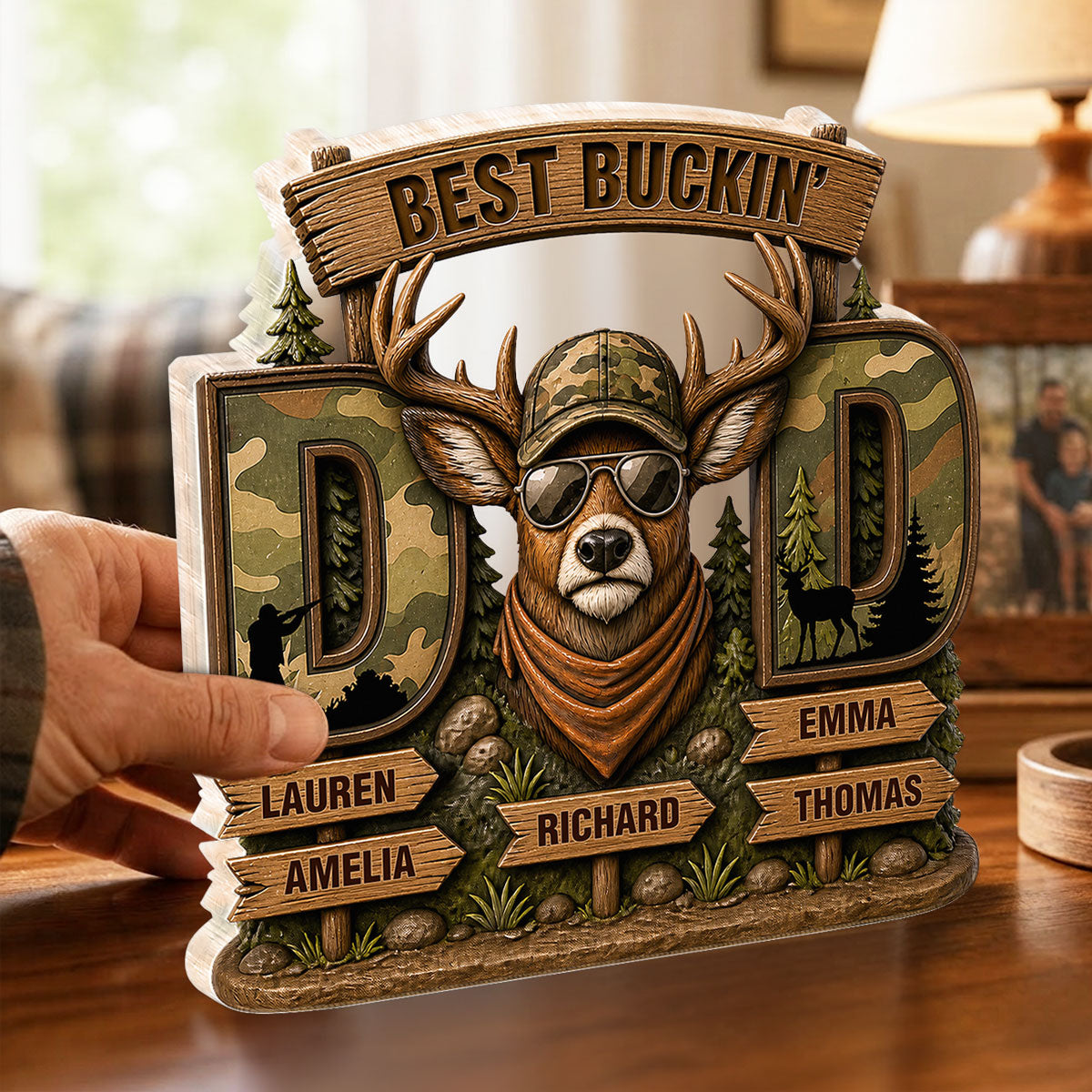Best Buckin's Dad Hunting - Personalized Acrylic Block Plaque - Father's Day Gift For Dad, Husband
