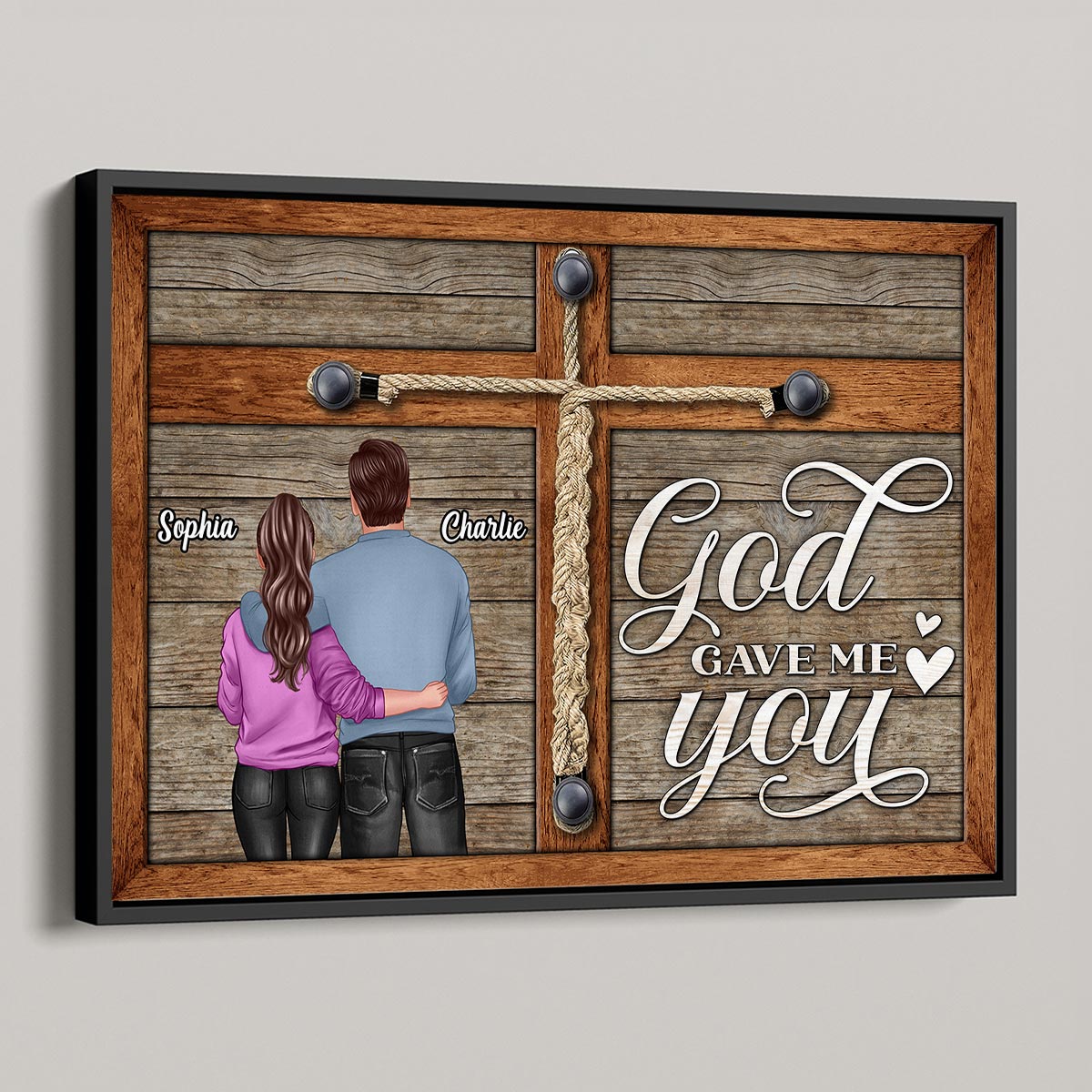 God Gave Me You Standing Back View Couple Personalized Poster