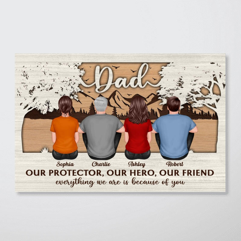 Dad My Protector My Hero My Friend Personalized Horizontal Poster