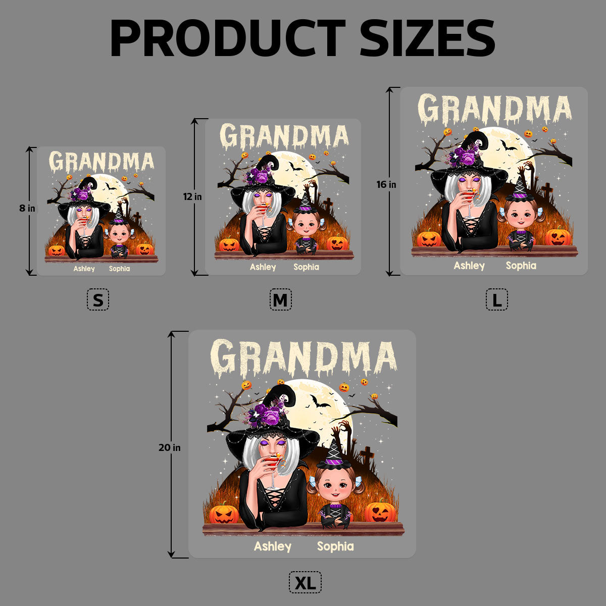 Grandma Mom And Kids Halloween Night Personalized Decal, Halloween Decor