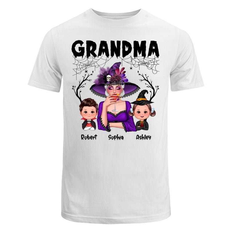 Halloween Grandma Mom Kids Spider Net And Bats Personalized Shirt