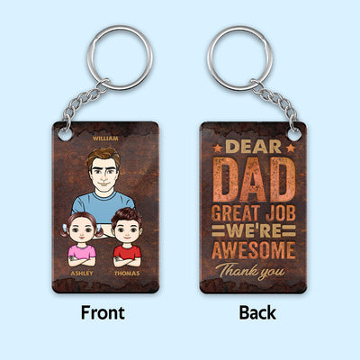 Cool Dad And Kids Metal Pattern Personalized Acrylic Keychain
