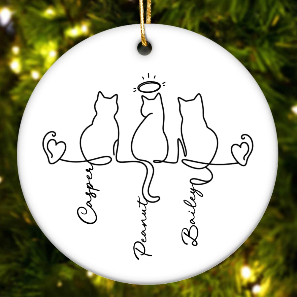 Cats Ornament - Personalized Ceramic Ornament - Cat Lover Gift, Pet Memorial Ornament, Cat Family Keepsake