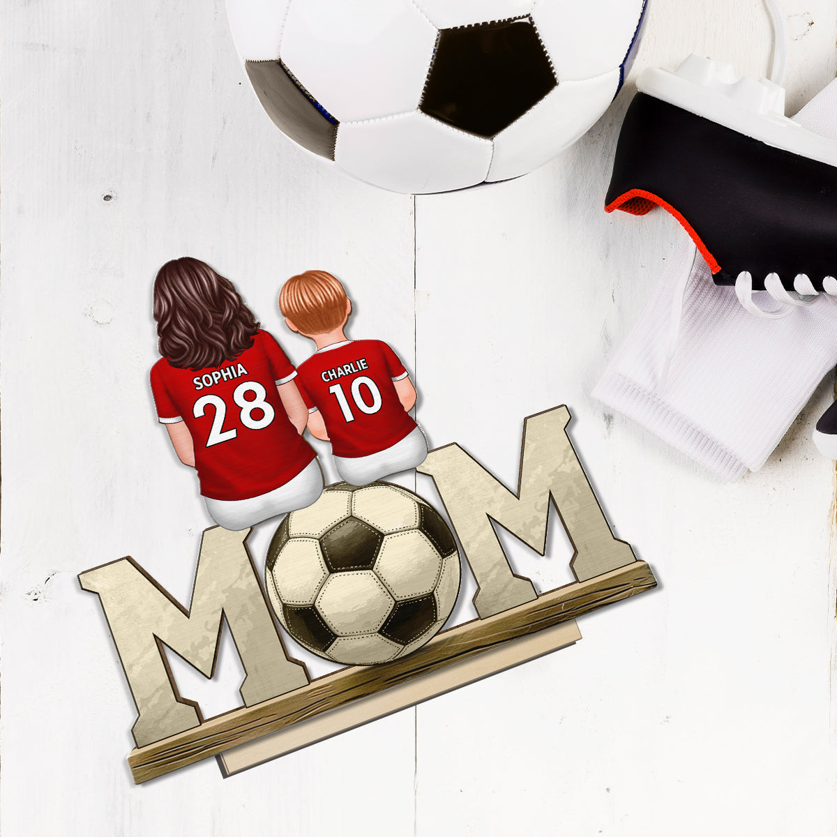 Soccer Mom And Kids - Personalized 2-Layered Wooden Plaque - Gift for Mom, Gift for Grandma, Gift for Wife