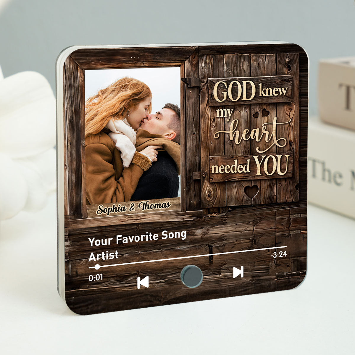 God Knew My Heart Needed You Couple Upload Photo Personalized Music Fridge Magnet, Heartfelt Gift For Couple, For Him, For Her, Boyfriend, Girlfriend, Husband, Wife