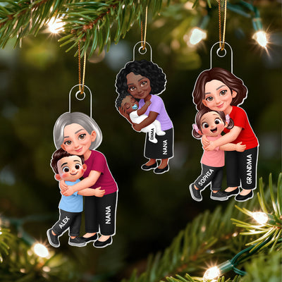 Endless Love Grandma Hugging Grandkid - Personalized Acrylic Ornament - Christmas Gift For Grandkids, Grandma