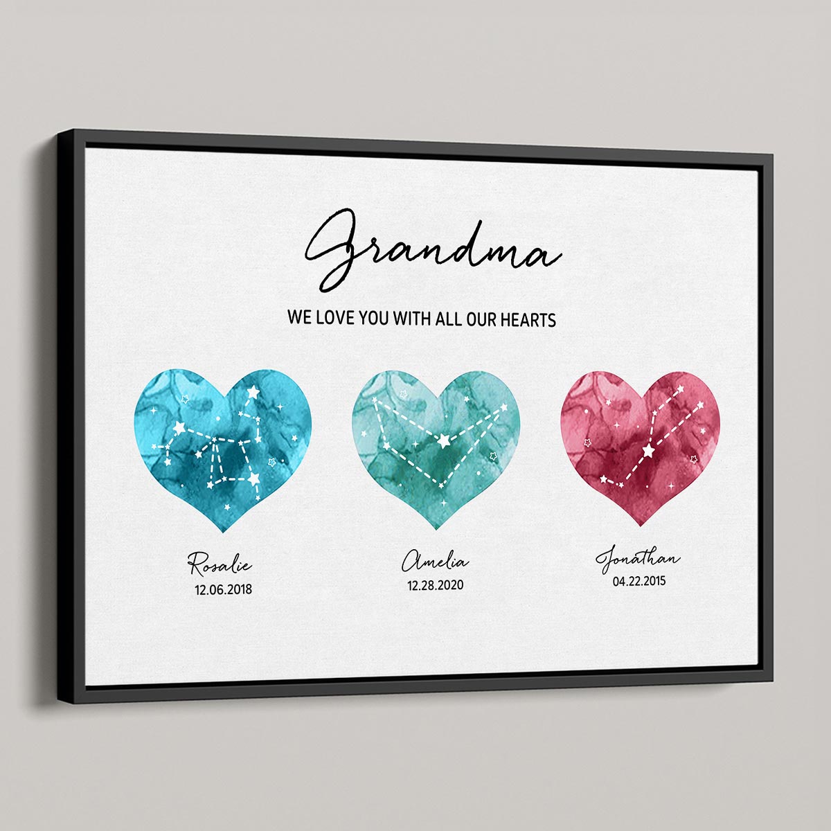 Birthstone Constellations Grandma Mom Personalized Poster, Valentine's Day Gift, Grandparents Day Gift, Gift for Her, Mom Gift, For Grandma