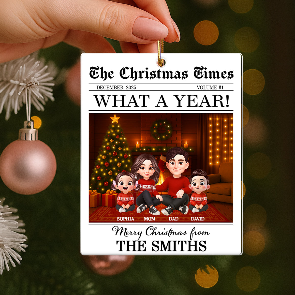 The Christmas Times Family Sitting - Personalized Acrylic Ornament