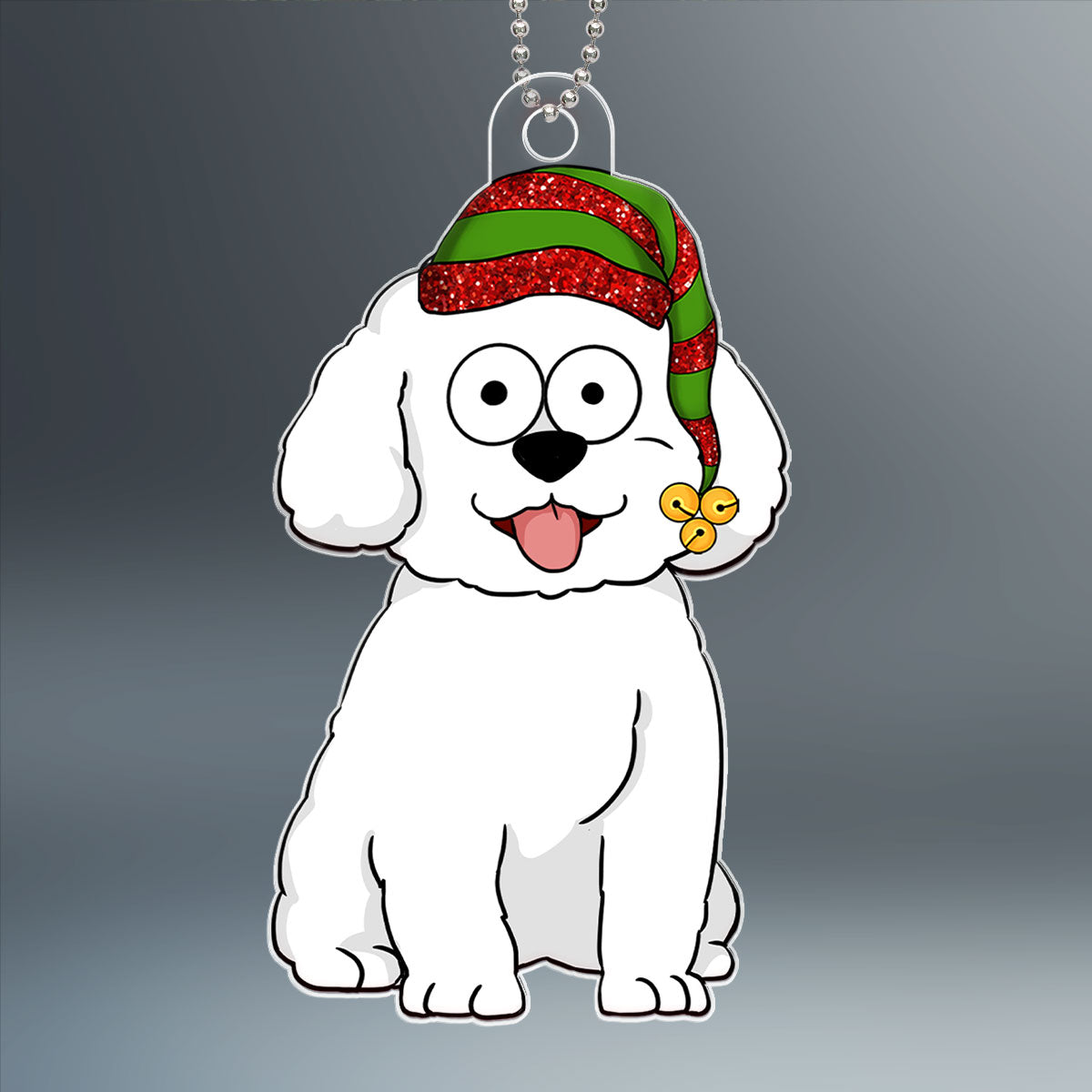 Funny Dogs Cartoon Sitting Christmas Personalized Acrylic Ornament