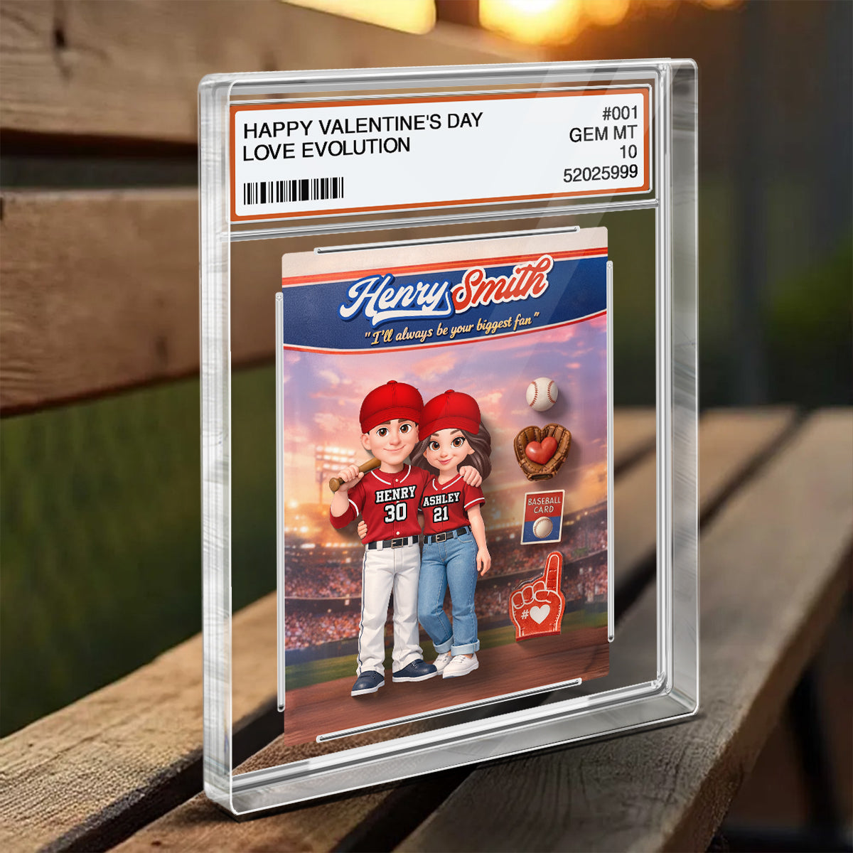Happy Valentine's Day Baseball Couple Trading Card - Personalized Acrylic Block Plaque - Sentimental Gift for Him, for Her