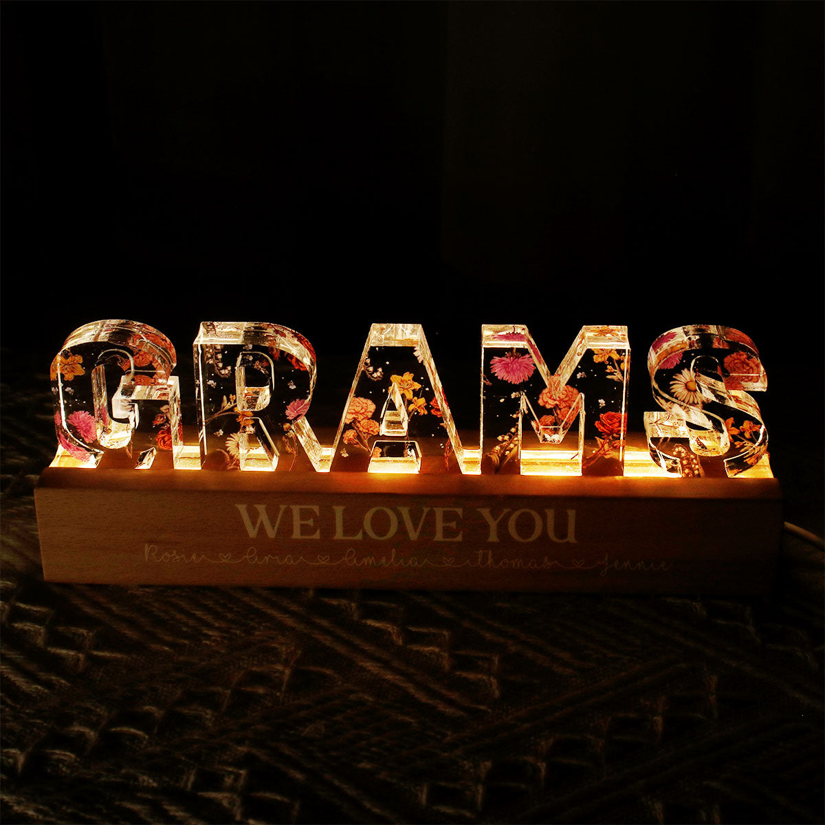 Custom Flower Printed LED Night Light, Birth Month Flower, Gift For Mom, For Grandma, For Wife