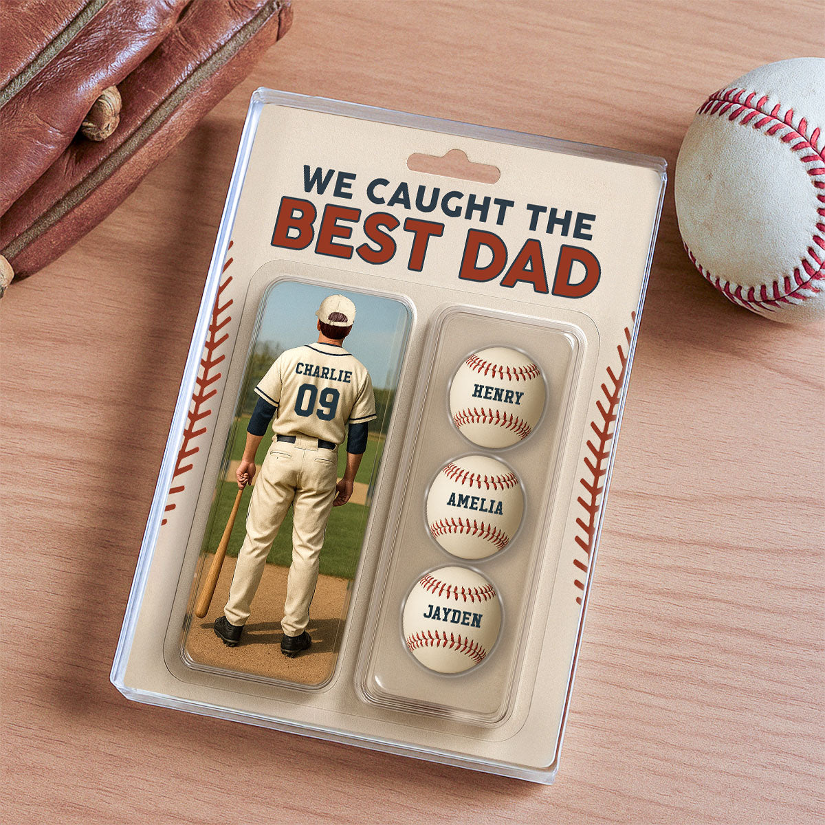 We Caught The Best Dad Grandpa Baseball Lover Realistic Figure Style Personalized Acrylic Block Plaque