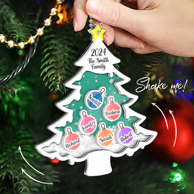 Family Christmas Tree Personalized Shaker Ornament, Christmas Gift For Family Members