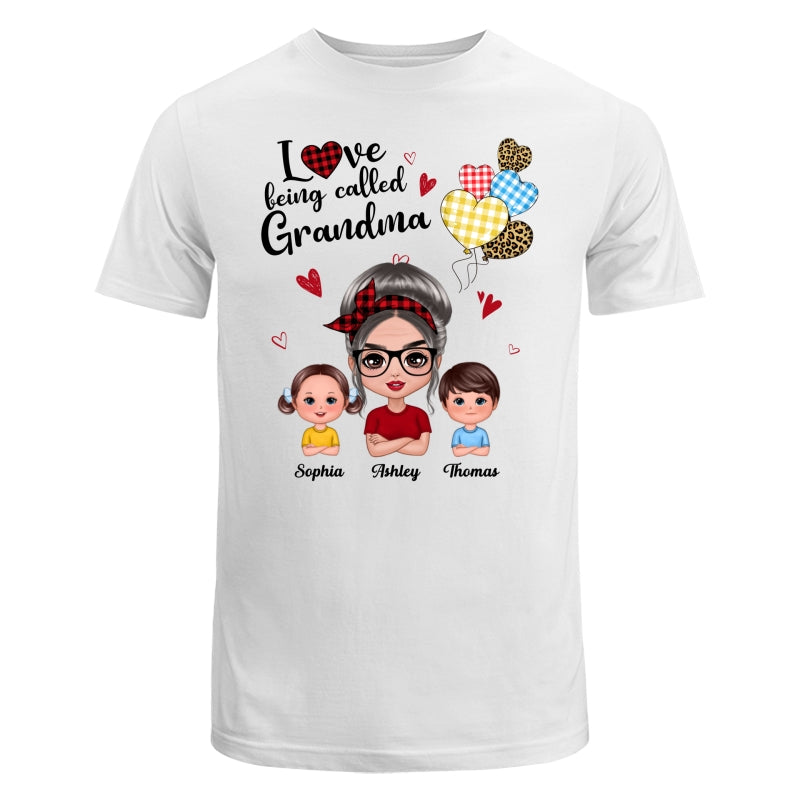 Love Being Called Grandma Doll Grandma Grandkids Colorful Checkered Hearts Personalized Shirt