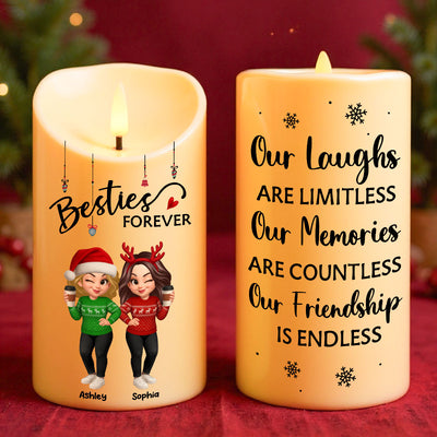 Pretty Sister Besties Standing Personalized LED Candle, Christmas Gift for Sisters, Besties