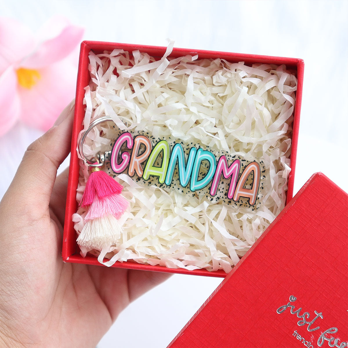 Grandma Mom Colorful Pattern Personalized 2-Layer Acrylic Keychain